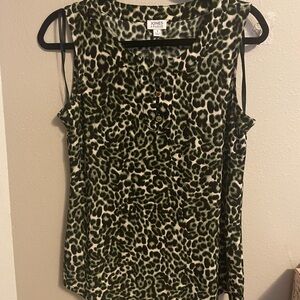 Jones Studio Green Leopard Print Blouse